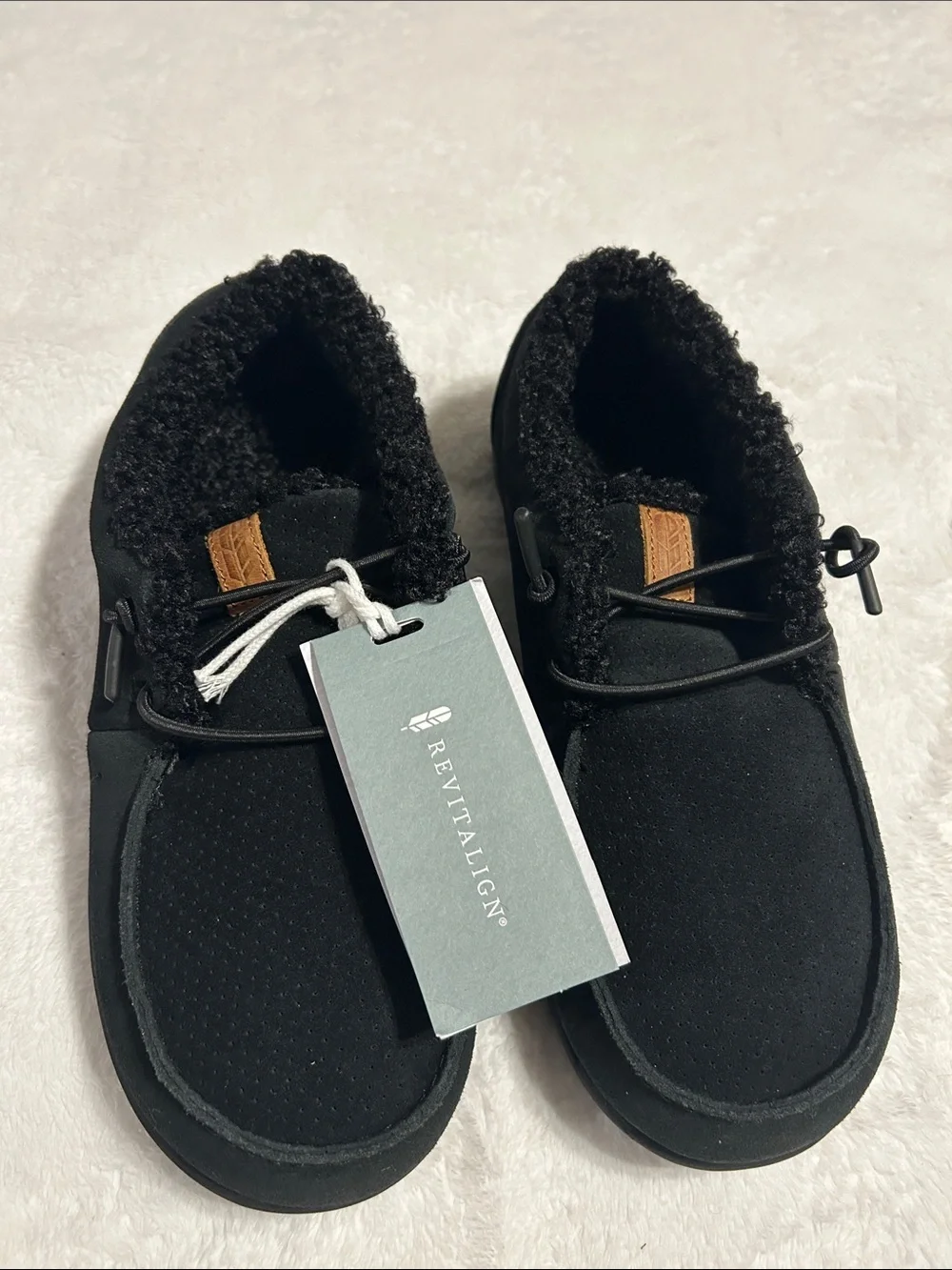 REVITALIGN Black Sherpa-Lined Casual Slip-Ons men Size 8D